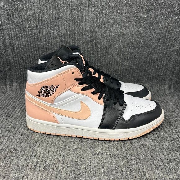 Nike Air Jordan 1 Mid Crimson Tint Black White Shoes Mens Size 10 554724-133